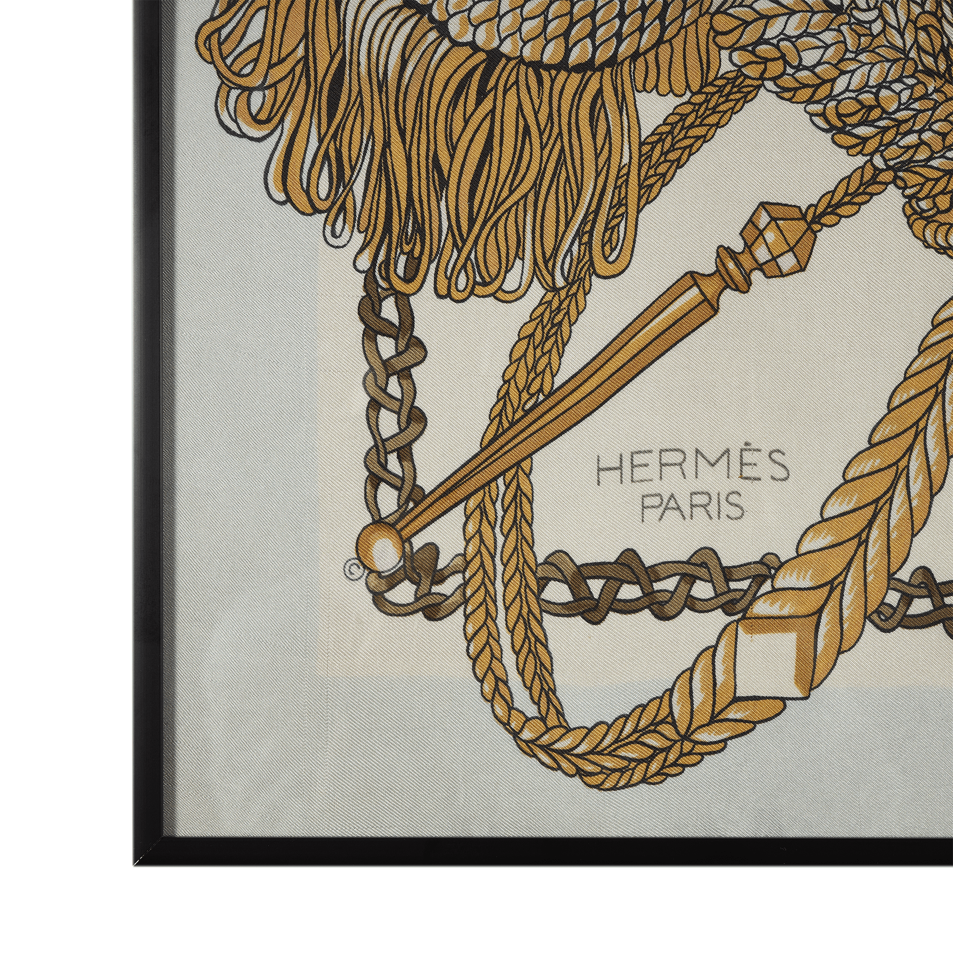 Платок шелковый в раме Hermes Le Timbalier - фотография 3