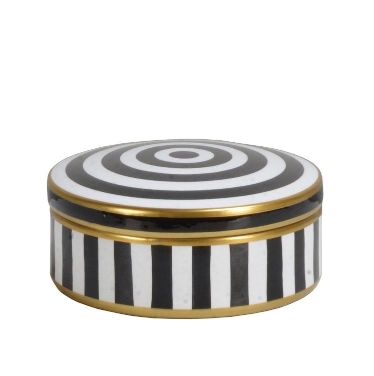 Шкатулка № 1 Black&white-striped круглая
