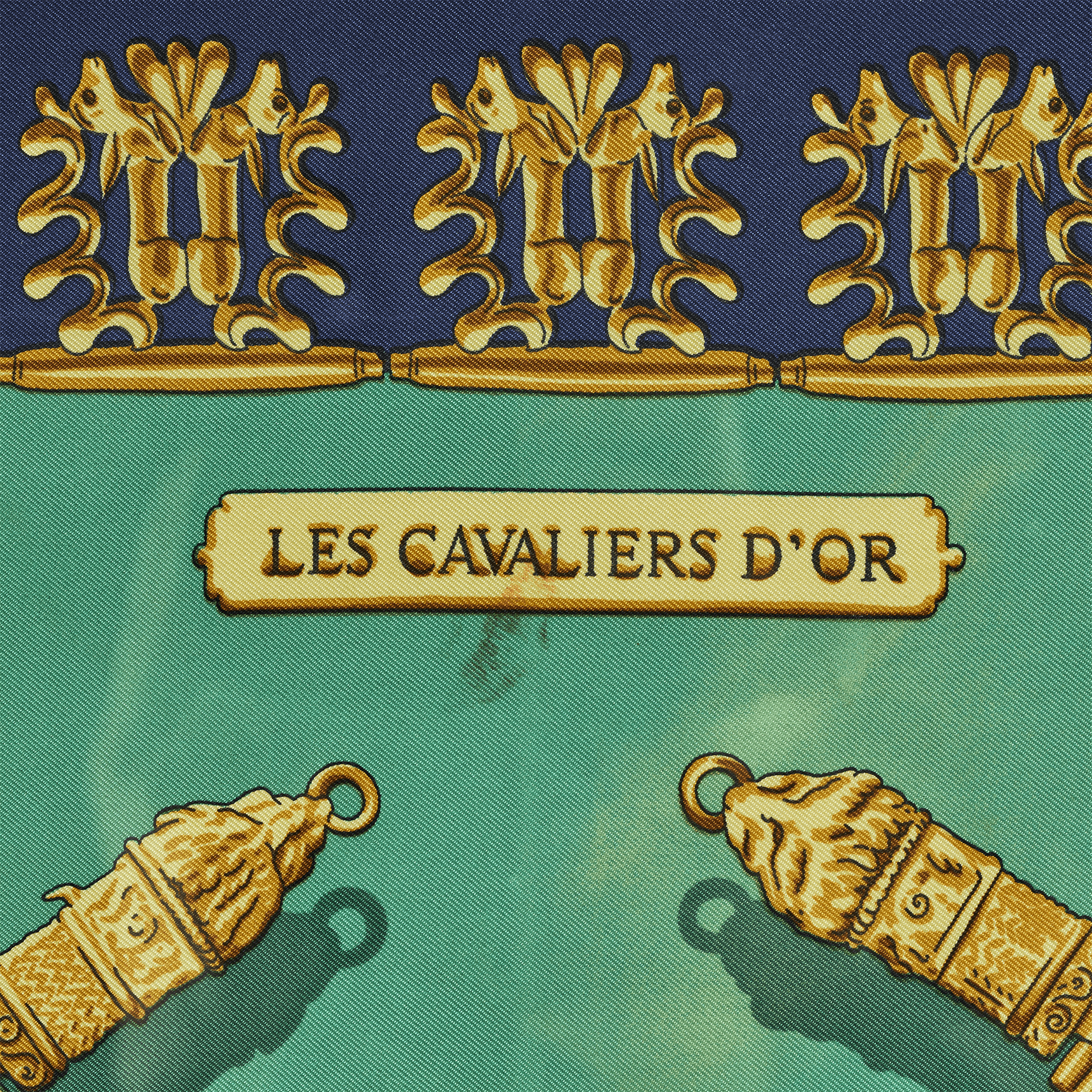 Платок Hermes Les Cavaliers D'Or в раме - фотография 3