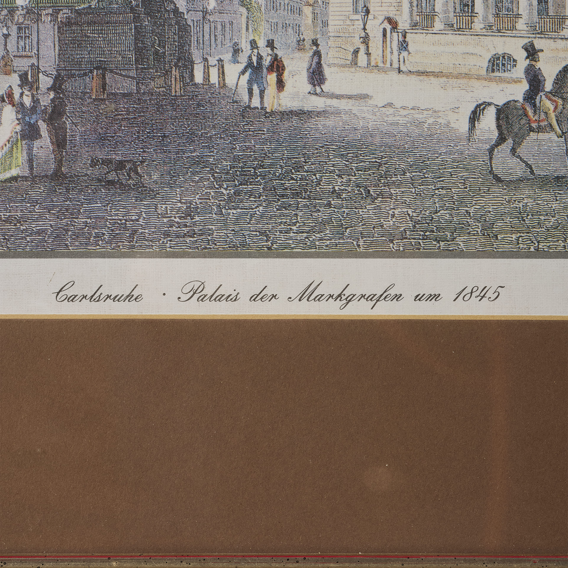 Гравюра Вид на Дворец маркграфов в Карлсруэ 1845 - фотография 2