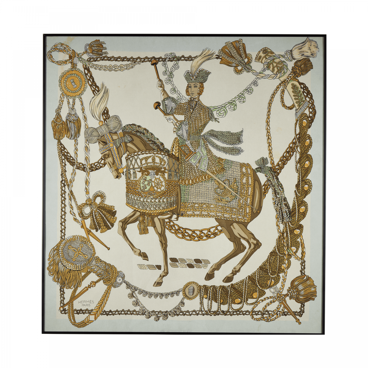 Платок шелковый в раме Hermes Le Timbalier